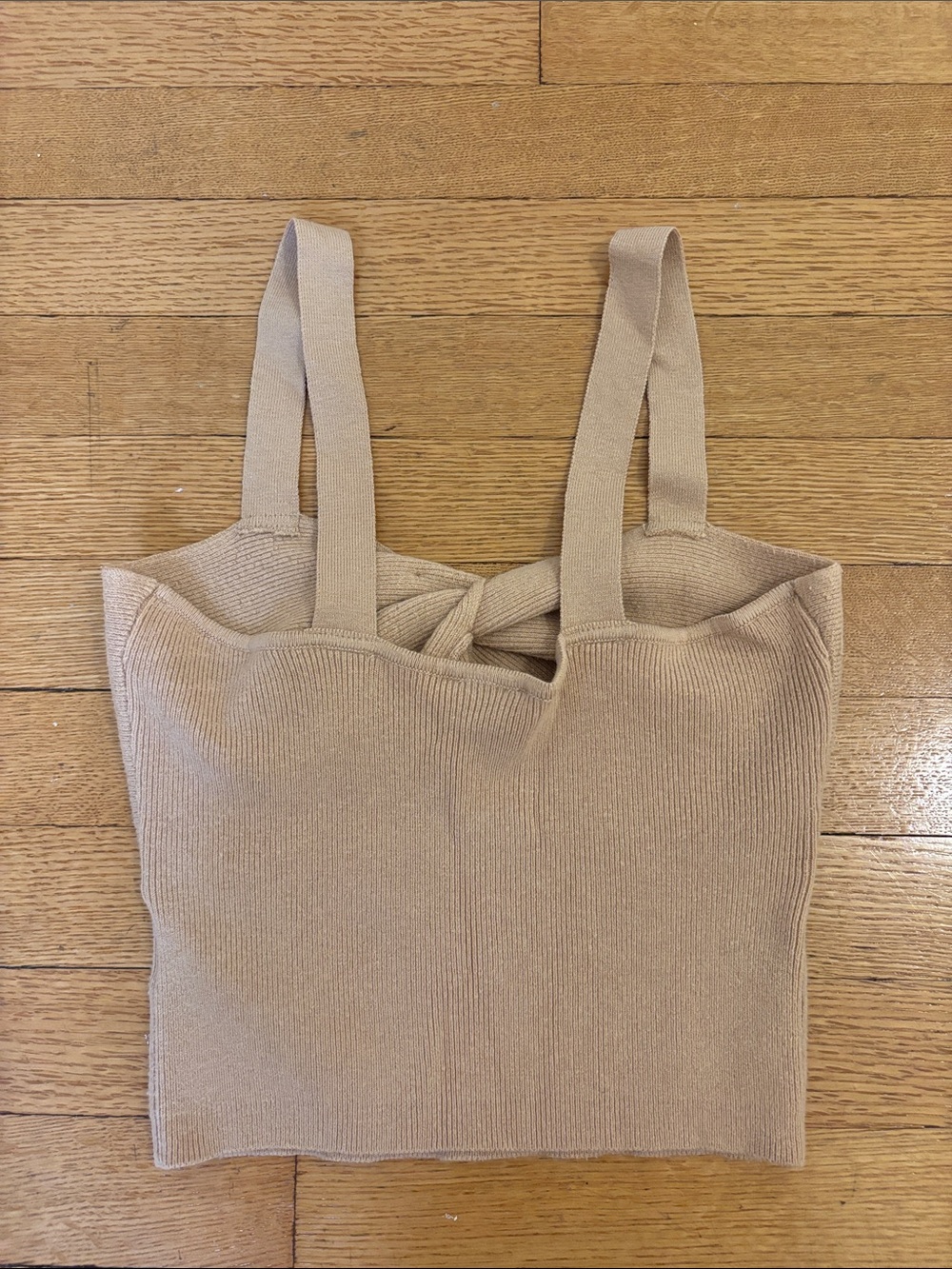 Knit Twist Front Tank Top in Beige - Picture 2 of 4